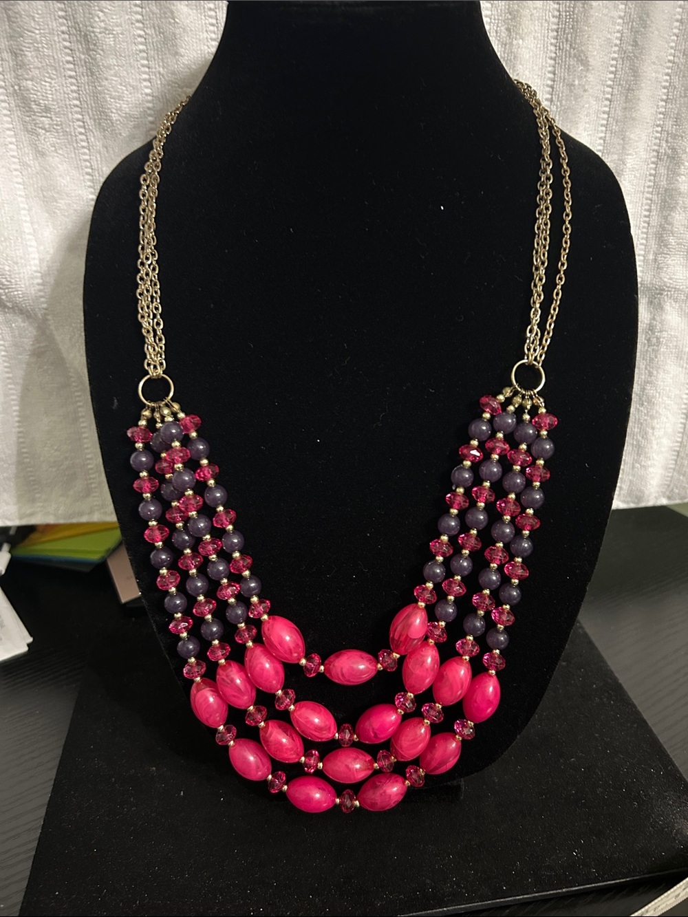Women’s Pink Multi-Strand Beaded Necklace